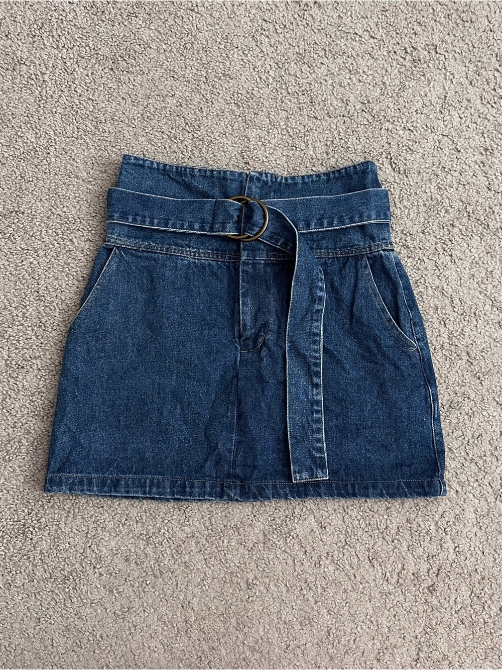 Dainty Hooligan Denim Paperbag Belted Mini Skirt Womens